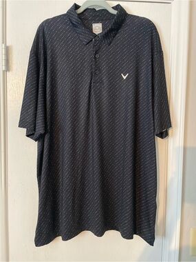 Callaway Navy Polo with Subtle Diagonal Micro-Print